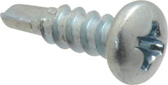 Value Collection - #6, Pan Head, Phillips Drive, 1/2" Length Under Head, #2 Point, Self Drilling Screw - Steel, Zinc-Plated Finish - Eagle Tool & Supply