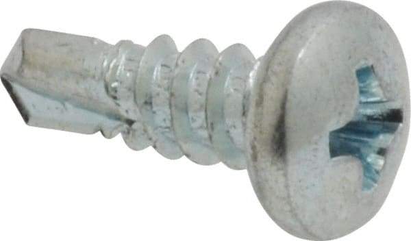 Value Collection - #8, Pan Head, Phillips Drive, 1/2" Length Under Head, #2 Point, Self Drilling Screw - Steel, Zinc-Plated Finish - Eagle Tool & Supply