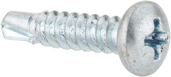 Value Collection - #8, Pan Head, Phillips Drive, 3/4" Length Under Head, #2 Point, Self Drilling Screw - Steel, Zinc-Plated Finish - Eagle Tool & Supply