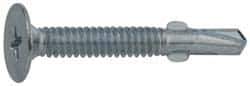 Value Collection - #10, Wafer Head, Phillips Drive, 1-7/16" Length Under Head, #2 Point, Self Drilling Screw - Steel, Zinc-Plated Finish - Eagle Tool & Supply