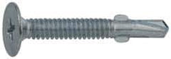 Value Collection - #10, Wafer Head, Phillips Drive, 1-7/16" Length Under Head, #2 Point, Self Drilling Screw - Steel, Zinc-Plated Finish - Eagle Tool & Supply