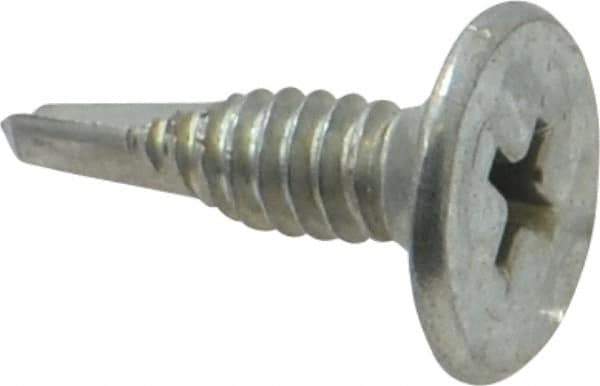 Value Collection - #10, Wafer Head, Phillips Drive, 3/4" Length Under Head, #2 Point, Self Drilling Screw - Steel, Zinc-Plated Finish - Eagle Tool & Supply