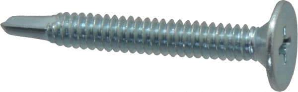 Value Collection - #10, Wafer Head, Phillips Drive, 1-1/2" Length Under Head, #2 Point, Self Drilling Screw - Steel, Zinc-Plated Finish - Eagle Tool & Supply