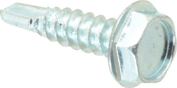 Value Collection - #10, Hex Washer Head, Hex Drive, 3/4" Length Under Head, #3 Point, Self Drilling Screw - Steel, Zinc-Plated Finish - Eagle Tool & Supply