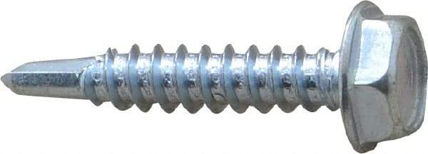 Value Collection - #10, Hex Washer Head, Hex Drive, 1" Length Under Head, #3 Point, Self Drilling Screw - Steel, Zinc-Plated Finish - Eagle Tool & Supply