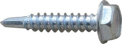 Value Collection - #10, Hex Washer Head, Hex Drive, 1" Length Under Head, #3 Point, Self Drilling Screw - Steel, Zinc-Plated Finish - Eagle Tool & Supply