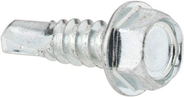Value Collection - #12, Hex Washer Head, Hex Drive, 3/4" Length Under Head, #3 Point, Self Drilling Screw - Steel, Zinc-Plated Finish - Eagle Tool & Supply