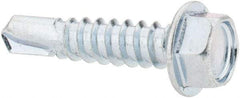Value Collection - #12, Hex Washer Head, Hex Drive, 1" Length Under Head, #3 Point, Self Drilling Screw - Steel, Zinc-Plated Finish - Eagle Tool & Supply