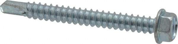 Value Collection - #12, Hex Washer Head, Hex Drive, 2" Length Under Head, #3 Point, Self Drilling Screw - Steel, Zinc-Plated Finish - Eagle Tool & Supply