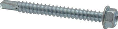 Value Collection - #12, Hex Washer Head, Hex Drive, 2" Length Under Head, #3 Point, Self Drilling Screw - Steel, Zinc-Plated Finish - Eagle Tool & Supply