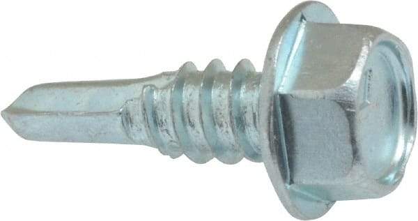 Value Collection - 1/4", Hex Washer Head, Hex Drive, 3/4" Length Under Head, #3 Point, Self Drilling Screw - Steel, Zinc-Plated Finish - Eagle Tool & Supply