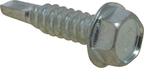 Value Collection - 1/4", Hex Washer Head, Hex Drive, 1" Length Under Head, #3 Point, Self Drilling Screw - Steel, Zinc-Plated Finish - Eagle Tool & Supply