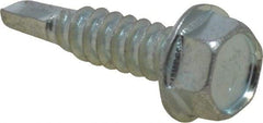 Value Collection - 1/4", Hex Washer Head, Hex Drive, 1" Length Under Head, #3 Point, Self Drilling Screw - Steel, Zinc-Plated Finish - Eagle Tool & Supply
