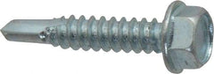 Value Collection - 1/4", Hex Washer Head, Hex Drive, 1-1/4" Length Under Head, #3 Point, Self Drilling Screw - Steel, Zinc-Plated Finish - Eagle Tool & Supply