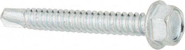Value Collection - 1/4", Hex Washer Head, Hex Drive, 2" Length Under Head, #3 Point, Self Drilling Screw - Steel, Zinc-Plated Finish - Eagle Tool & Supply