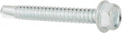 Value Collection - 1/4", Hex Washer Head, Hex Drive, 2" Length Under Head, #3 Point, Self Drilling Screw - Steel, Zinc-Plated Finish - Eagle Tool & Supply