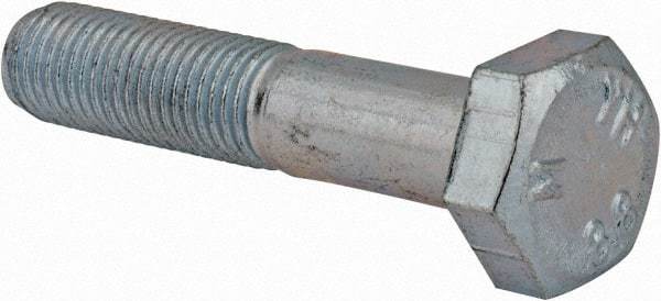 Value Collection - M10x1.25mm Metric Fine, 50mm Length Under Head Hex Head Cap Screw - Partially Threaded, Grade 8.8 Steel, Zinc-Plated Finish, 17mm Hex - Eagle Tool & Supply