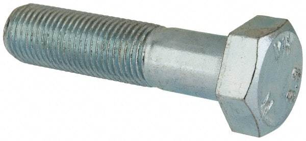 Value Collection - M12x1.25mm Metric Fine, 50mm Length Under Head Hex Head Cap Screw - Partially Threaded, Grade 8.8 Steel, Zinc-Plated Finish, 19mm Hex - Eagle Tool & Supply