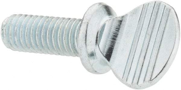 Value Collection - #10-32 Oval Shoulder Grade 2 Steel Thumb Screw - 1/2" OAL, Zinc-Plated Finish - Eagle Tool & Supply