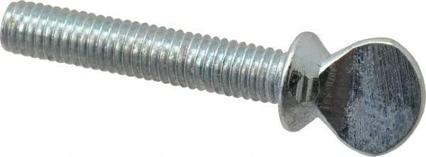 Value Collection - #10-32 Oval Shoulder Grade 2 Steel Thumb Screw - 1" OAL, Zinc-Plated Finish - Eagle Tool & Supply