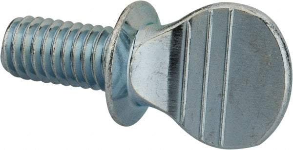 Value Collection - 3/8-16 Oval Shoulder Grade 2 Steel Thumb Screw - 3/4" OAL, Zinc-Plated Finish - Eagle Tool & Supply