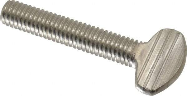 Value Collection - 3/8-16 Oval Shoulderless Grade 18-8 Stainless Steel Thumb Screw - 2" OAL, 0.95" Head Height - Eagle Tool & Supply