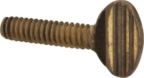 Value Collection - #10-24 Oval Shoulderless Brass Thumb Screw - 3/4" OAL, 0.48" Head Height - Eagle Tool & Supply