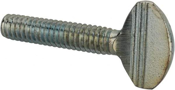Value Collection - #8-32 Oval Shoulderless Grade 2 Steel Thumb Screw - 3/4" OAL, Zinc-Plated Finish - Eagle Tool & Supply