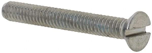 Value Collection - #5-40 UNC, 1" OAL Slotted Drive Machine Screw - Flat Head, Grade 2 Steel, Zinc-Plated Finish, Without Washer - Eagle Tool & Supply