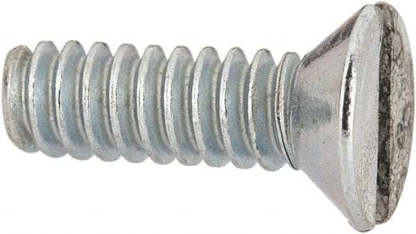 Value Collection - #6-32 UNC, 7/16" OAL Slotted Drive Machine Screw - Flat Head, Grade 2 Steel, Zinc-Plated Finish, Without Washer - Eagle Tool & Supply