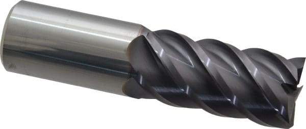 Niagara Cutter - 1", 2" LOC, 1" Shank Diam, 4" OAL, 5 Flute, Solid Carbide Square End Mill - Single End, TiAlN Finish, Spiral Flute, 45° Helix, Centercutting, Right Hand Cut, Right Hand Flute, Series S545 - Eagle Tool & Supply