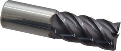 Niagara Cutter - 1", 2" LOC, 1" Shank Diam, 4" OAL, 5 Flute, Solid Carbide Square End Mill - Single End, TiAlN Finish, Spiral Flute, 45° Helix, Centercutting, Right Hand Cut, Right Hand Flute, Series S545 - Eagle Tool & Supply
