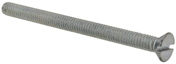 Value Collection - #8-32 UNC, 2-1/4" OAL Slotted Drive Machine Screw - Flat Head, Grade 2 Steel, Zinc-Plated Finish, Without Washer - Eagle Tool & Supply