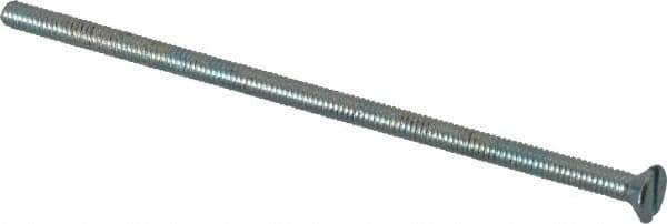 Value Collection - #8-32 UNC, 4" OAL Slotted Drive Machine Screw - Flat Head, Grade 2 Steel, Zinc-Plated Finish, Without Washer - Eagle Tool & Supply