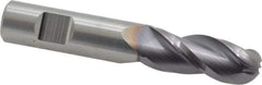 Niagara Cutter - 1/2" Diam, 1-1/4" LOC, 3 Flute Solid Carbide Ball End Mill - TiAlN Finish, Single End, 3" OAL, 1/2" Shank Diam, Spiral Flute - Eagle Tool & Supply