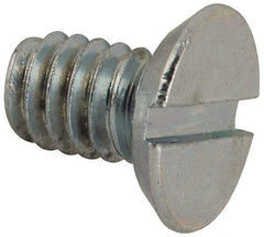 Value Collection - #12-24 UNC, 3/8" OAL Slotted Drive Machine Screw - Flat Head, Grade J82 Steel, Zinc-Plated Finish, Without Washer - Eagle Tool & Supply