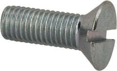 Value Collection - 1/4-28 UNF, 3/4" OAL Slotted Drive Machine Screw - Flat Head, Grade J82 Steel, Zinc-Plated Finish, Without Washer - Eagle Tool & Supply