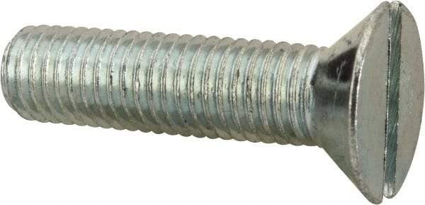 Value Collection - 1/4-28 UNF, 1" OAL Slotted Drive Machine Screw - Flat Head, Grade J82 Steel, Zinc-Plated Finish, Without Washer - Eagle Tool & Supply
