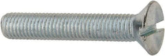 Value Collection - 1/4-28 UNF, 1-1/2" OAL Slotted Drive Machine Screw - Flat Head, Grade J82 Steel, Zinc-Plated Finish, Without Washer - Eagle Tool & Supply