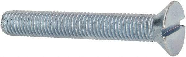 Value Collection - 1/4-28 UNF, 1-3/4" OAL Slotted Drive Machine Screw - Flat Head, Grade J82 Steel, Zinc-Plated Finish, Without Washer - Eagle Tool & Supply