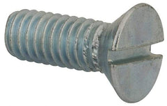 Value Collection - 5/16-18 UNC, 7/8" OAL Slotted Drive Machine Screw - Flat Head, Grade J82 Steel, Zinc-Plated Finish, Without Washer - Eagle Tool & Supply