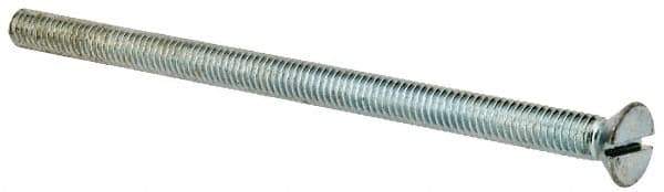 Value Collection - 5/16-18 UNC, 5-1/2" OAL Slotted Drive Machine Screw - Flat Head, Grade J82 Steel, Zinc-Plated Finish, Without Washer - Eagle Tool & Supply