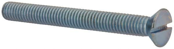 Value Collection - 3/8-16 UNC, 3-1/2" OAL Slotted Drive Machine Screw - Flat Head, Grade 2 Steel, Zinc-Plated Finish, Without Washer - Eagle Tool & Supply