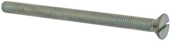 Value Collection - 3/8-16 UNC, 5-1/2" OAL Slotted Drive Machine Screw - Flat Head, Grade J82 Steel, Zinc-Plated Finish, Without Washer - Eagle Tool & Supply