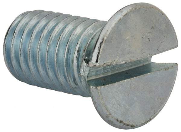 Value Collection - 1/2-13 UNC, 1" OAL Slotted Drive Machine Screw - Flat Head, Grade 2 Steel, Zinc-Plated Finish, Without Washer - Eagle Tool & Supply