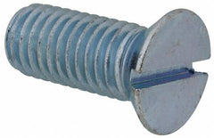 Value Collection - 1/2-13 UNC, 1-1/4" OAL Slotted Drive Machine Screw - Flat Head, Grade J82 Steel, Zinc-Plated Finish, Without Washer - Eagle Tool & Supply