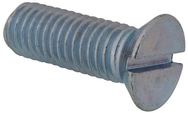 Value Collection - 1/2-13 UNC, 1-1/2" OAL Slotted Drive Machine Screw - Flat Head, Grade J82 Steel, Zinc-Plated Finish, Without Washer - Eagle Tool & Supply