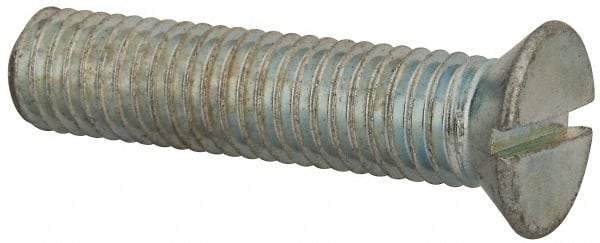 Value Collection - 1/2-13 UNC, 2-1/4" OAL Slotted Drive Machine Screw - Flat Head, Grade J82 Steel, Zinc-Plated Finish, Without Washer - Eagle Tool & Supply