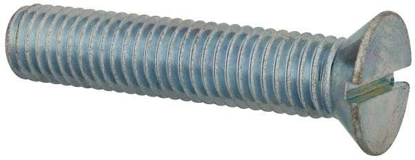 Value Collection - 1/2-13 UNC, 2-1/2" OAL Slotted Drive Machine Screw - Flat Head, Grade J82 Steel, Zinc-Plated Finish, Without Washer - Eagle Tool & Supply