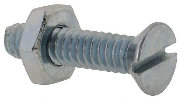 Value Collection - #10-24 UNC, 7/8" OAL Slotted Drive Machine Screw - Flat Head, Grade 2 Steel, Zinc-Plated Finish, Without Washer - Eagle Tool & Supply